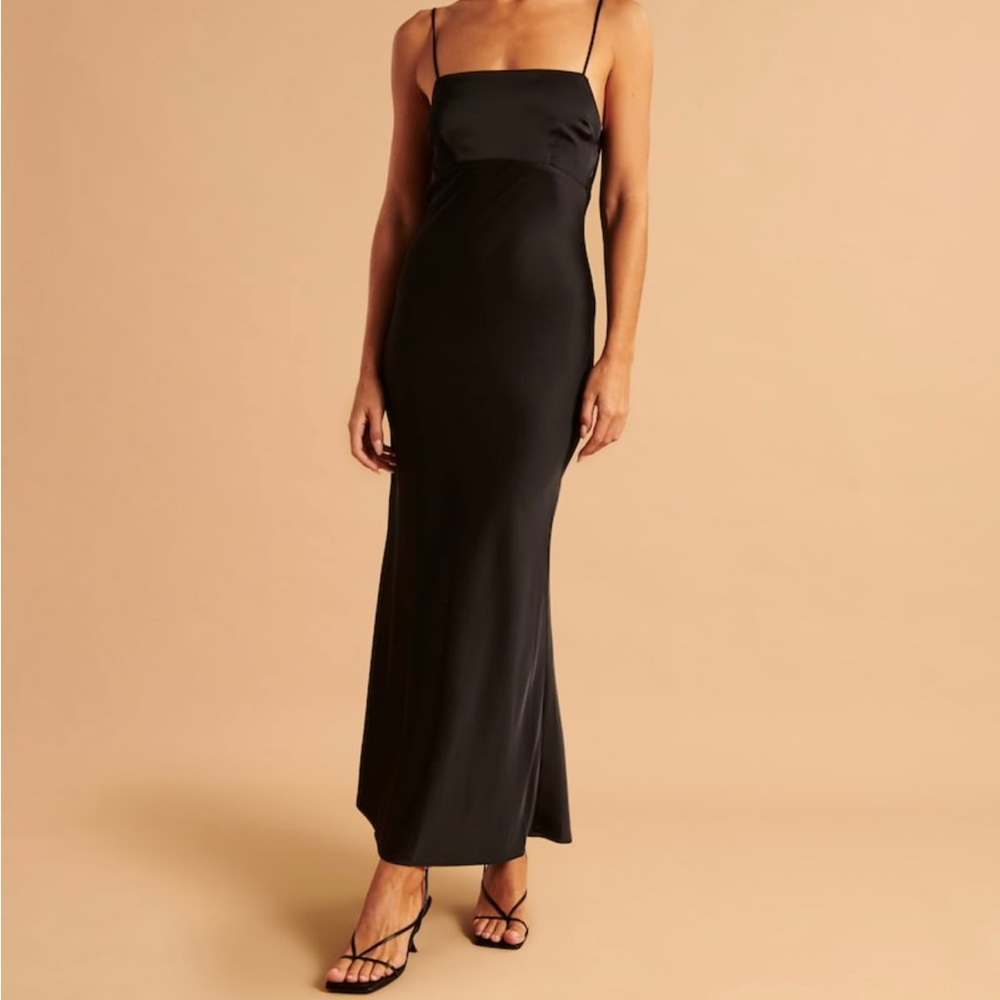 Abercrombie Satin Cowl Back Slip Midi Dress